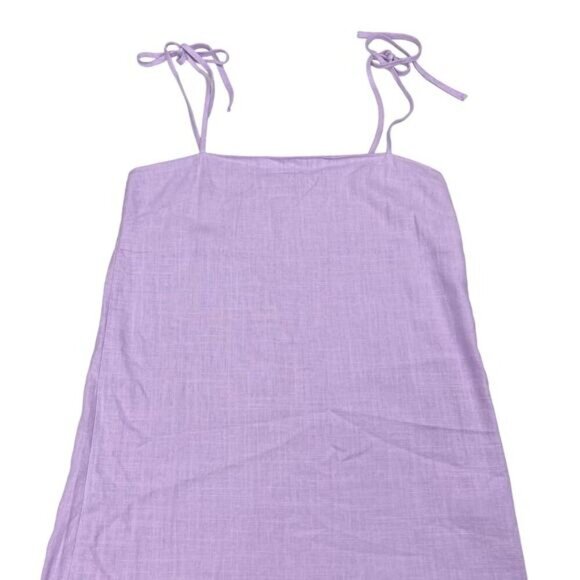 NWT SHOWPO Say It Ain't So Dress Sz 4 Lilac Linen Look - Picture 3 of 6